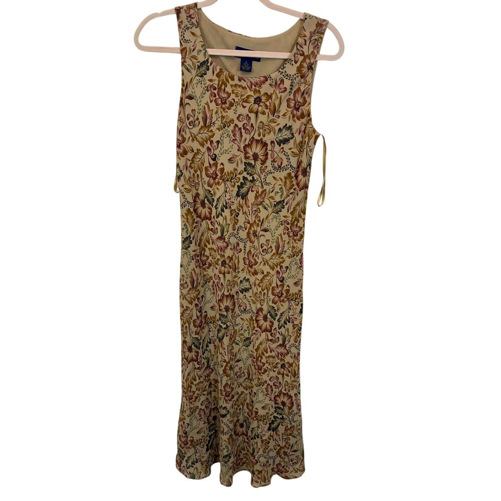 Vintage Charter Club Yellow Floral Silk Dress Women’s Size 8 Midi Elegant Classy - Picture 2 of 5